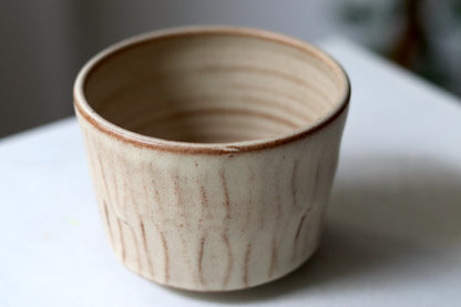 FACETED TEA CUP - IVORY